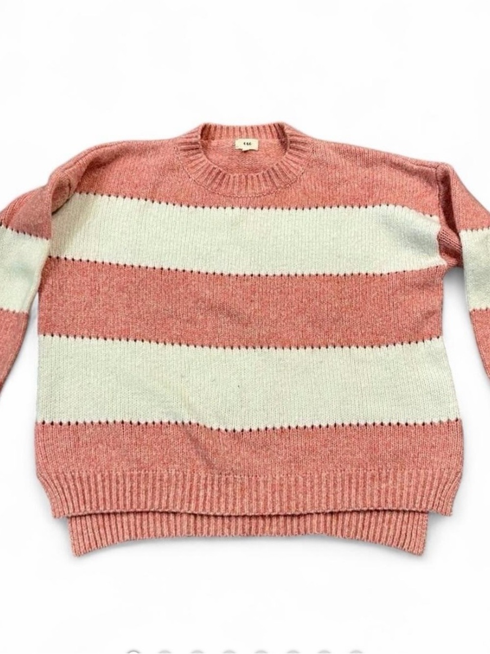 Striped Pink and White Women's Sweater